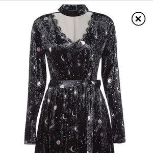 Long Sleeve Moon Print Dress